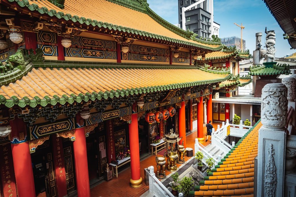 Traditional Taiwanese temple courtyard.