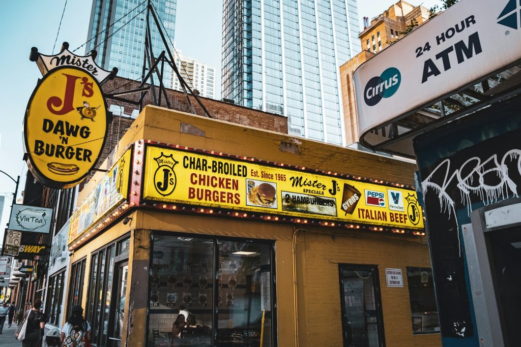 Chicago hot dog stand and classic street food shop