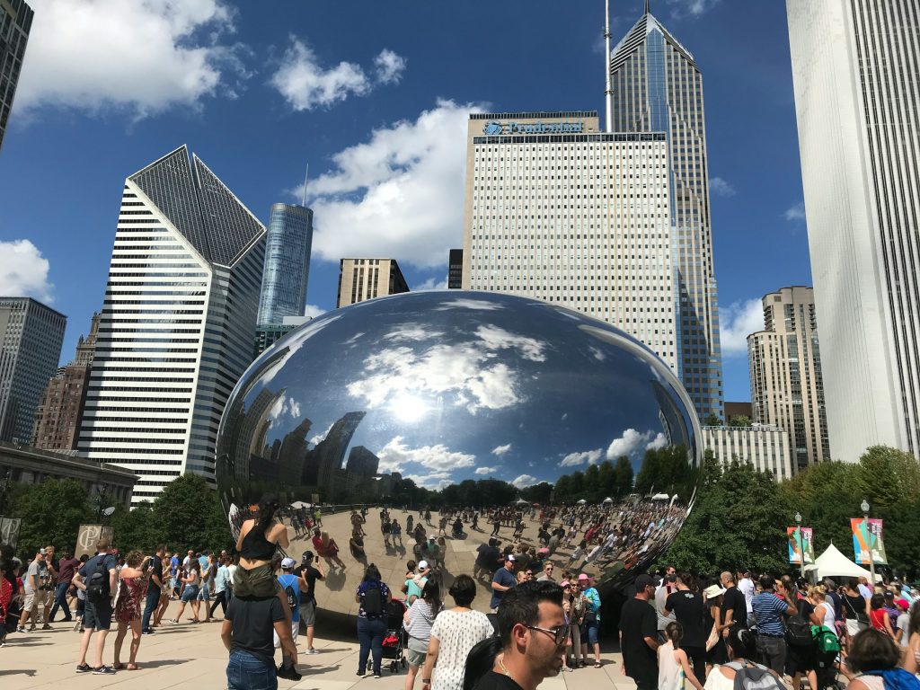 Cloud Gate sculpture in Millennium Park Chicago