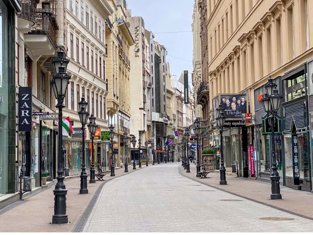 Váci Street shopping area in central Budapest